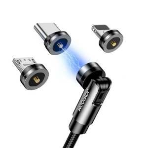 JOYROOM 3 az 1-ben USB-A - USB-C micro USB - Lightning töltőkábel 1.2m mágneses fejekkel (S-1224X2 LCM BLACK)